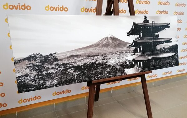 Obraz pomnik Chureito Pagoda w wersji czarno-białej