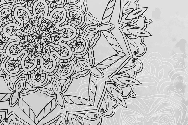 Obraz Mandala z motywem zimowym w wersji czarno-białej