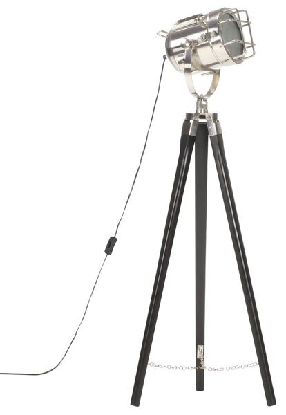 Lampa podłogowa na trójnogu, czarna, lite drewno mango, 97 cm