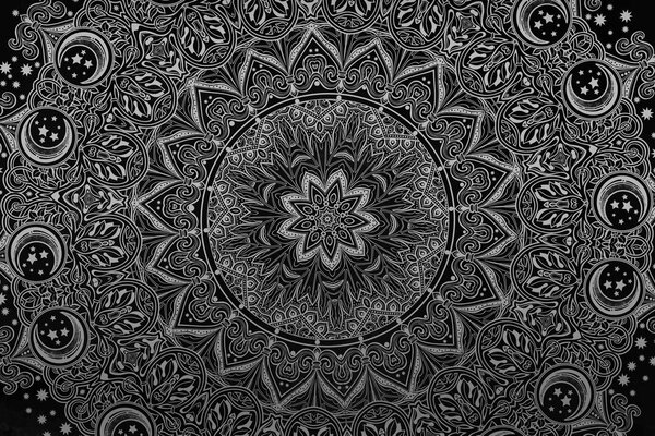 Obraz Mandala orientalna w wersji czarno-białej