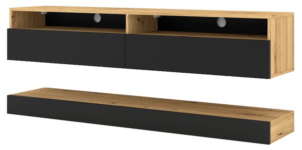 Zestaw szafka na TV z półką dąb artisan + czarny L4-H54