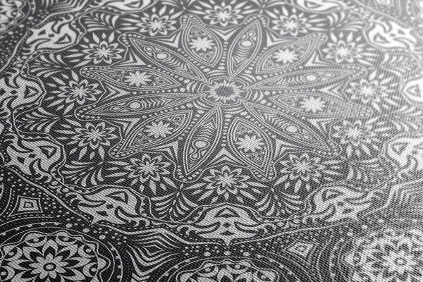 Obraz Mandala ornamentalna z koronką w wersji czarno-białej