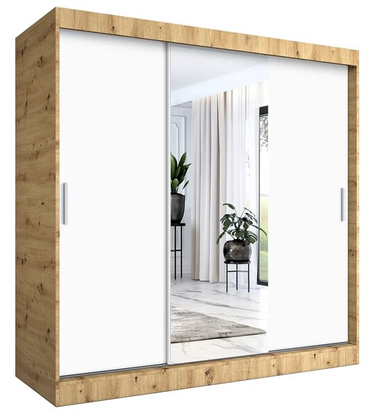 Szafa przesuwna dąb artisan + biały 200 cm W4-T00