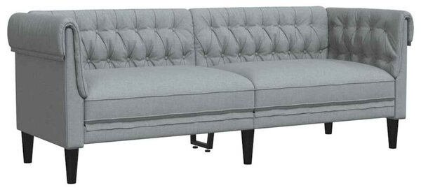 Sofa chesterfield, trzyosobowa, jasnoszara, obita tkaninÄ