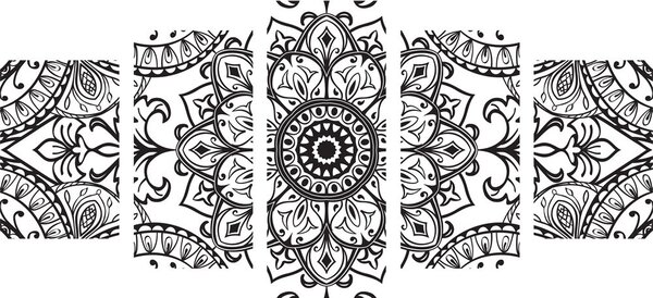 5-częściowy obraz czarno-biały ornament