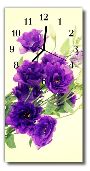 Zegar Szklany Pionowy Kwiaty purpurowy