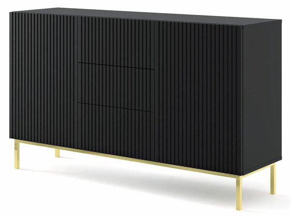 Czarna komoda z lamowym frontem glamour T2-E14