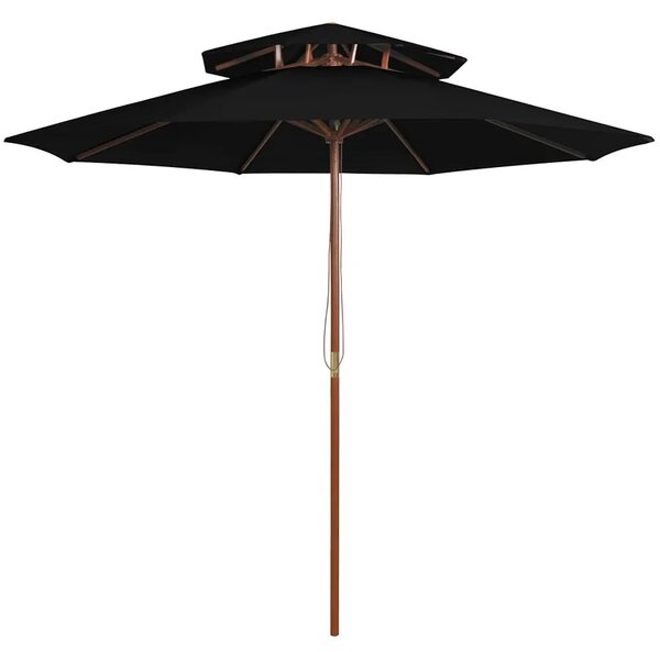 Czarny parasol ogrodowy z podwójnym daszkiem L1-D67