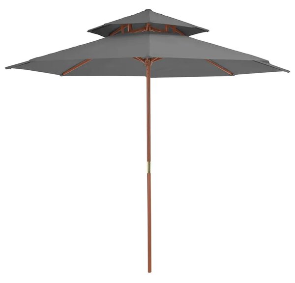Okrągły parasol ogrodowy z drewnianym słupkiem antracyt A2-C47