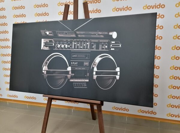Obraz radio disco z lat 90-tych w wersji czarno-białej