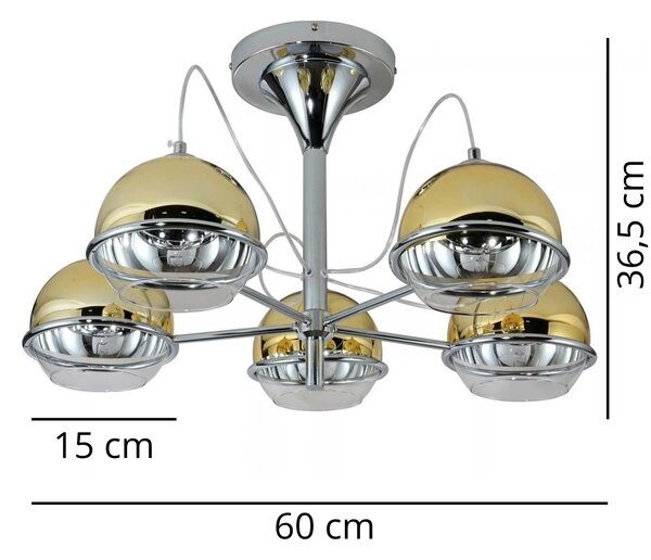 NOWOCZESNA LAMPA SUFITOWA PLAFON ZŁOTY VERONI W5