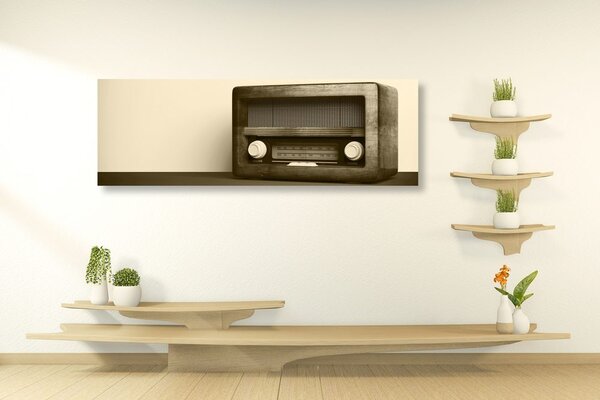 Obraz radio retro w wersji sepia