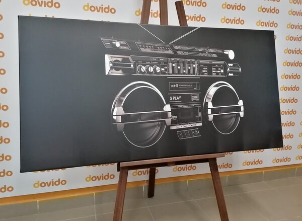 Obraz radio disco z lat 90-tych w wersji czarno-białej