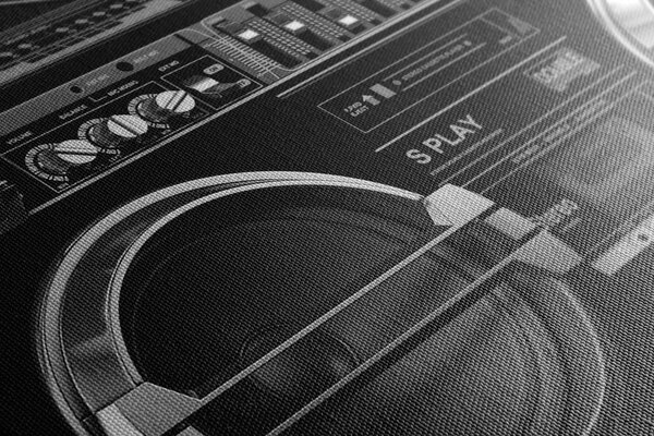 Obraz radio disco z lat 90-tych w wersji czarno-białej