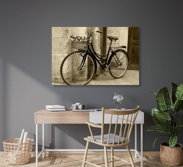 Obraz rustykalny rower w wersji sepia