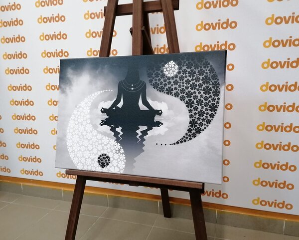 Obraz joga Yin i Yang w wersji czarno-białej