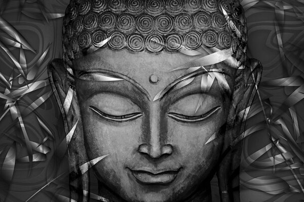 Obraz uśmiechnięty Budda w wersji czarno-białej