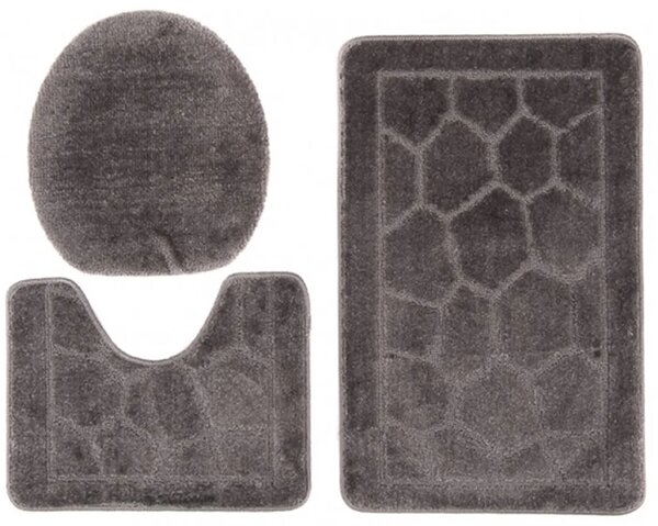Designerski szary komplet dywaników łazienkowych G9-W31