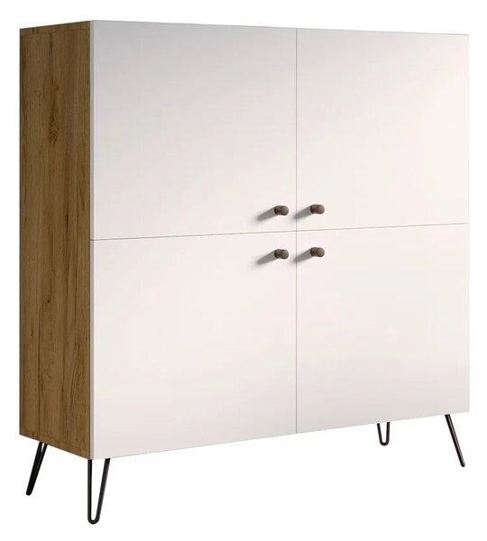 Industrialna komoda z metalowymi nogami dąb craft + biały C4-F50
