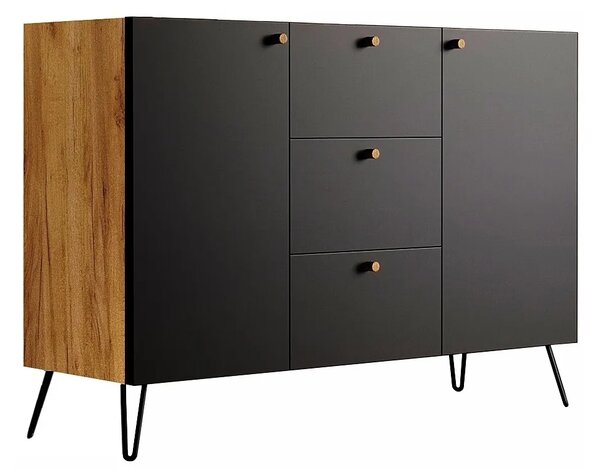 Komoda z szufladami w stylu industrialnym dąb craft + czarny P0-G57