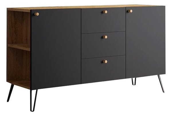 Nowoczesna lewostronna komoda dąb craft + czarny M6-W06