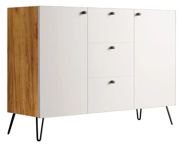 Komoda na metalowych nogach w stylu loft dąb craft + biały Z7-S02