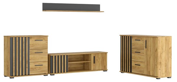 4-elementowy zestaw mebli z lamelami loft M8-R57