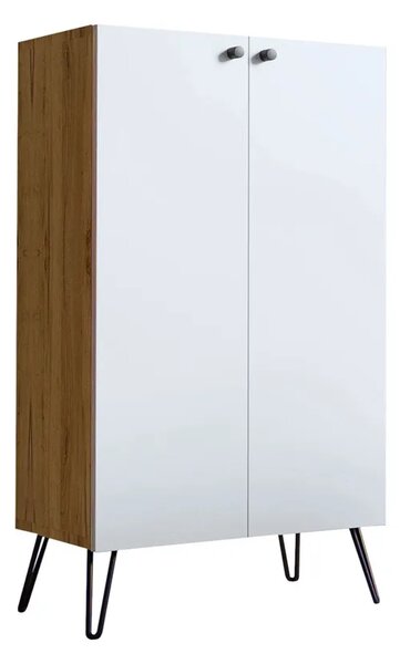 Wysoka komoda w stylu industrialnym dąb craft + biały B7-S16