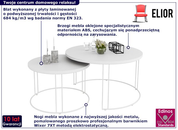 Biały zestaw dwóch stolików kawowych L2-N79