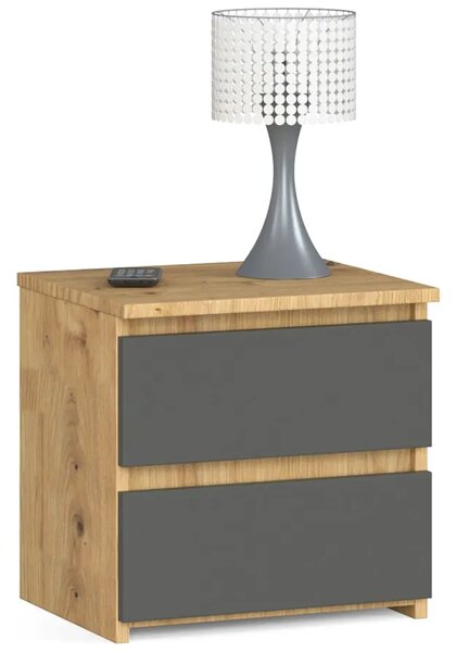 Szafka minimalistyczna nocna dąb artisan + grafit H0-E98