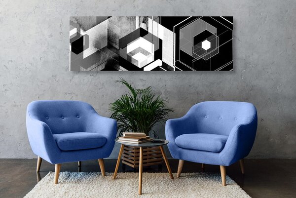 Obraz futurystyczna geometria w wersji czarno-białej