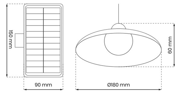 Wisząca lampa solarna na taras - N28 S8-C03