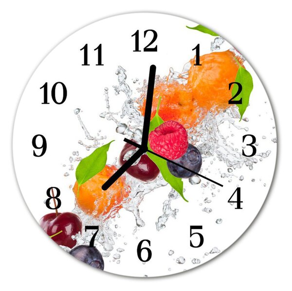 Zegar szklany okrągły Owoce