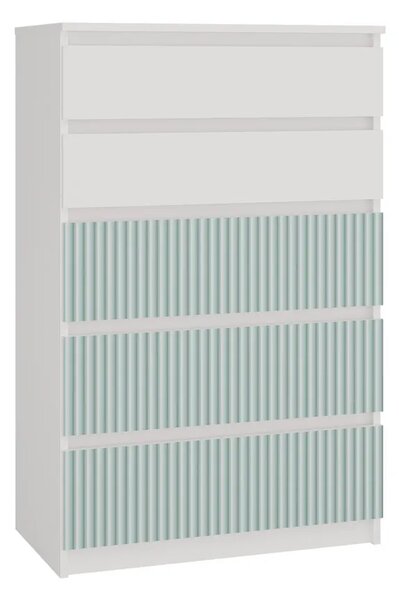 Młodzieżowa komoda z 5 szufladami biały + miętowy W5-M10