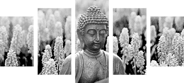 5-częściowy obraz yin i yang Budda w czarnobiałym kolorze
