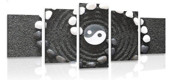 5-częściowy obraz harmonijne yin i yang