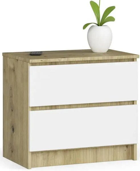 Niska komoda dąb artisan + biały M0-B63