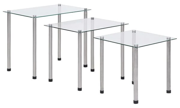Minimalistyczny komplet 3 szklanych stolików H2-T54