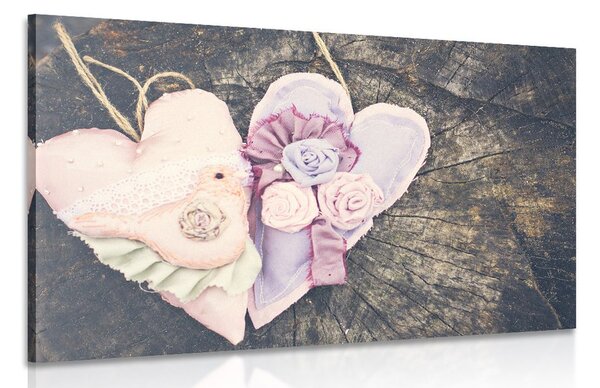Obraz handmade serduszka na pniu
