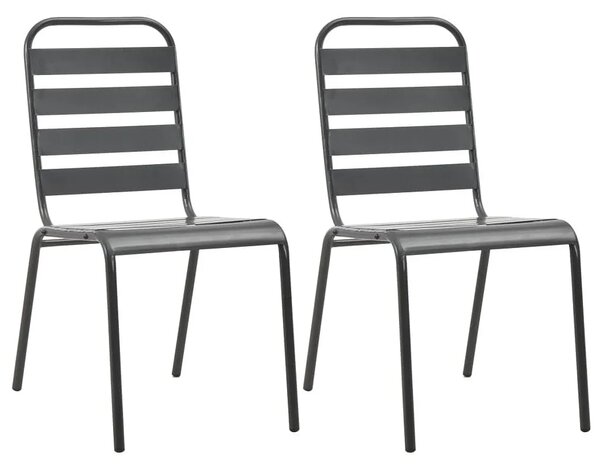 Zestaw szarych metalowych krzeseł ogrodowych K2-D58