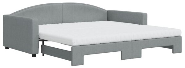 Sofa rozsuwana z materacami, jasnoszara, 100x200 cm, tkanina