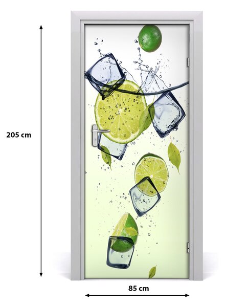 Naklejka na drzwi samoprzylepna Limonki i lód