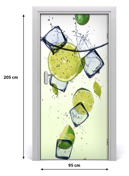 Naklejka na drzwi samoprzylepna Limonki i lód