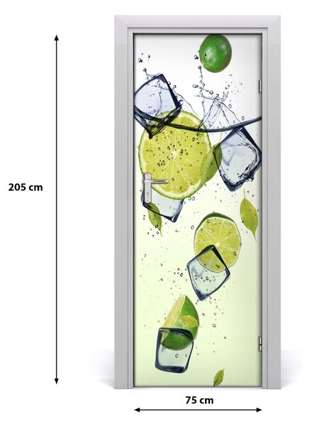 Naklejka na drzwi samoprzylepna Limonki i lód