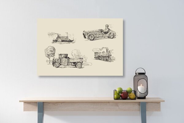 Obraz środki transportu w stylu retro