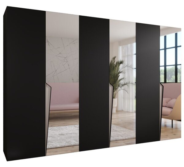 Szafa uchylna otwierana Piano 2 300 (3x100) wys. 202 cm czarny + u. kaszmir