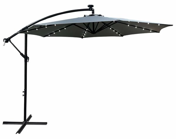 Jasnoszary parasol ogrodowy z oświetleniem LED R9-K66