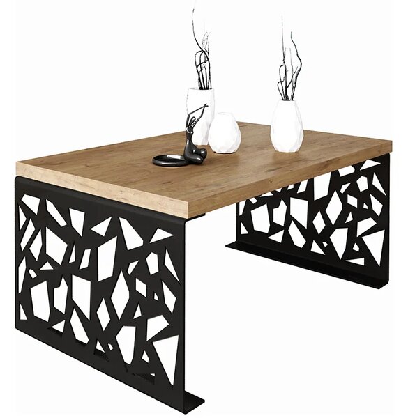 Prostokątna ława w stylu loft czarny + dąb lancelot Z5-R73