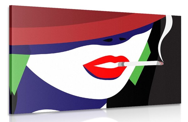 Obraz kobieta w kapeluszu w stylu pop art