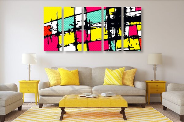 5-częściowy obraz stylowy pop-art